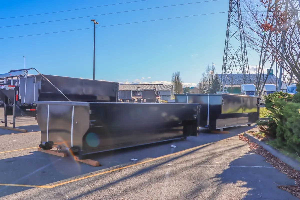 Roll-off dumpster ready for waste disposal at job site for 10 Yard Dumpster Rental in Miramar